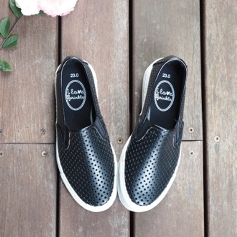 Brooke黑色菱形透气Slip-On休闲鞋 (大人) - 女款休闲鞋 - 其他材质 黑色