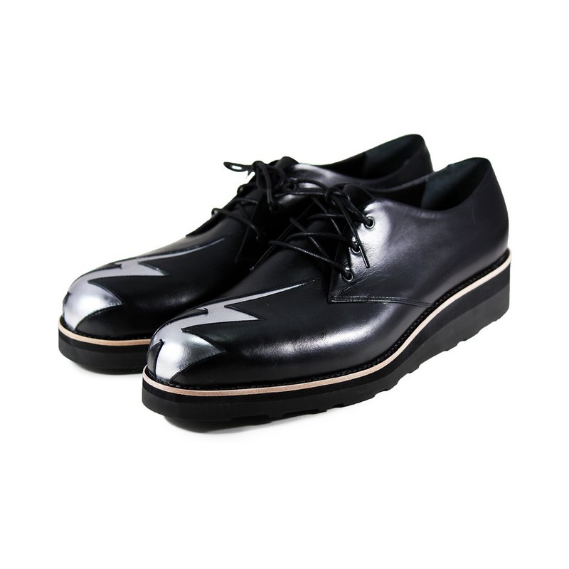 Sweet Villians M1134 手工真皮厚底闪电男休闲鞋 黑色 - 男款休闲鞋 - 真皮 黑色