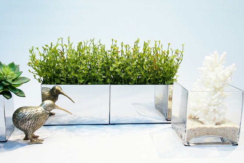 【人造花艺】不锈钢盆器嫩绿小草植栽 - 植栽/盆栽 - 其他材质 