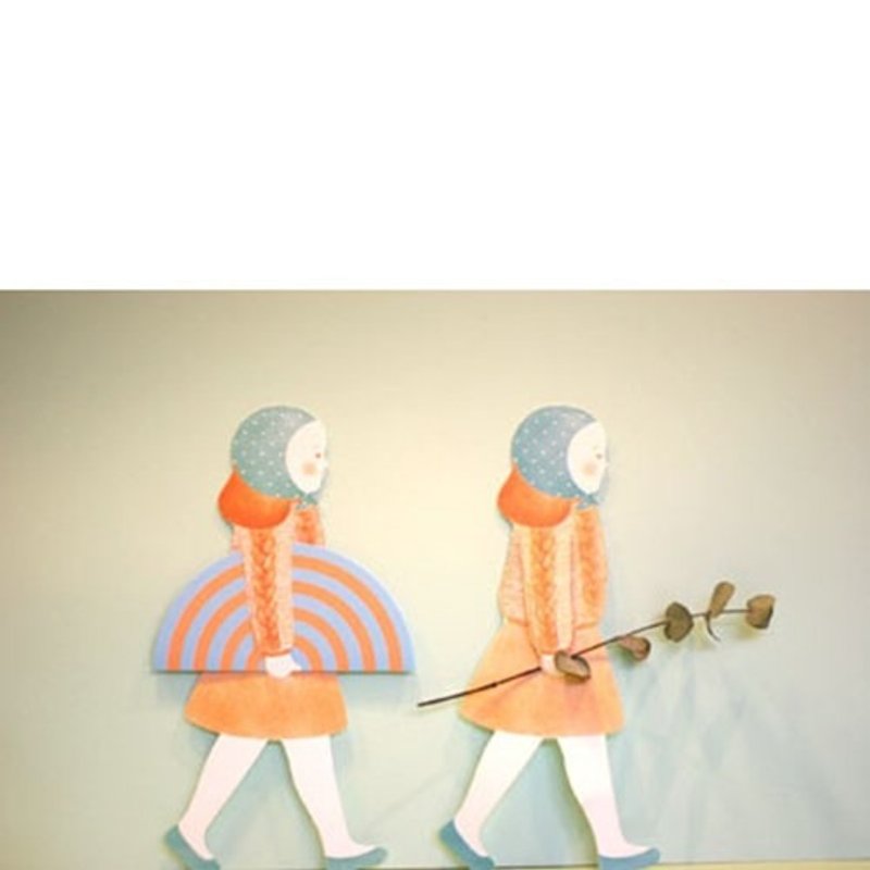 提着彩虹的少女卡片 - 卡片/明信片 - 纸 橘色