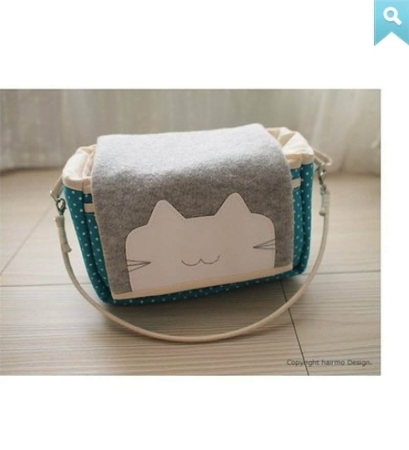 hairmo。白咪咪猫相机包拉链侧背款-绿点(类单眼/单眼/dc) - 相机包/相机袋 - 其他材质 绿色