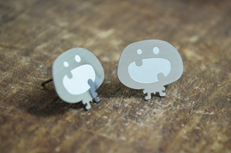 【Peej】小屁孩·不锈钢耳环 / 抗过敏耳针 - 耳环/耳夹 - 其他金属 灰色