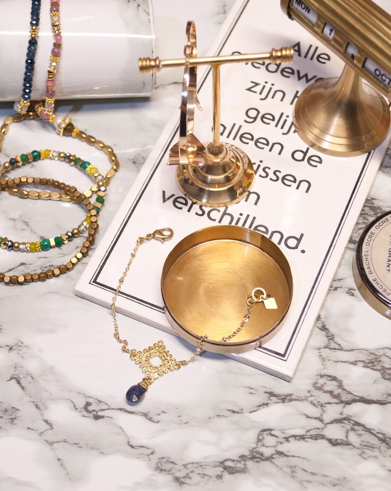 ❈La Don 拉冬❈ - 扣式手链 - 花边堇青石 - 手链/手环 - 其他金属 金色