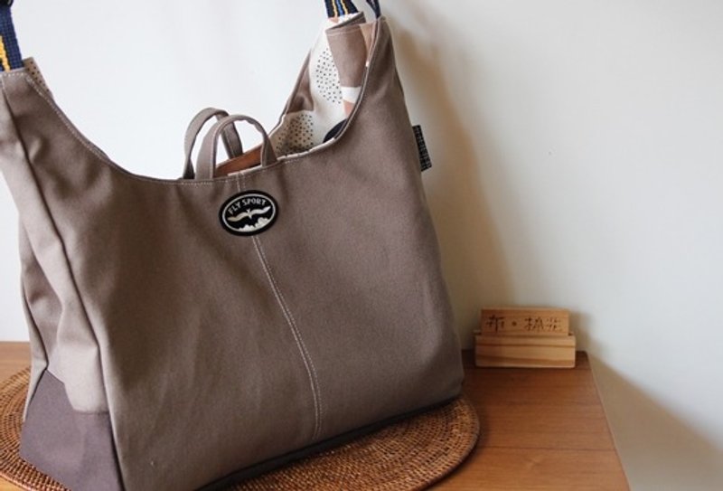 淑女肩背包, 深卡其帆布 - 手提包/手提袋 - 棉．麻 卡其色