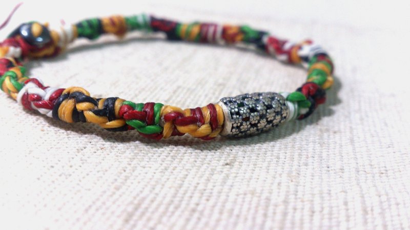 925纯银桶型珠 | 五行圈圈超宽版手环 - 手链/手环 - 其他金属 多色