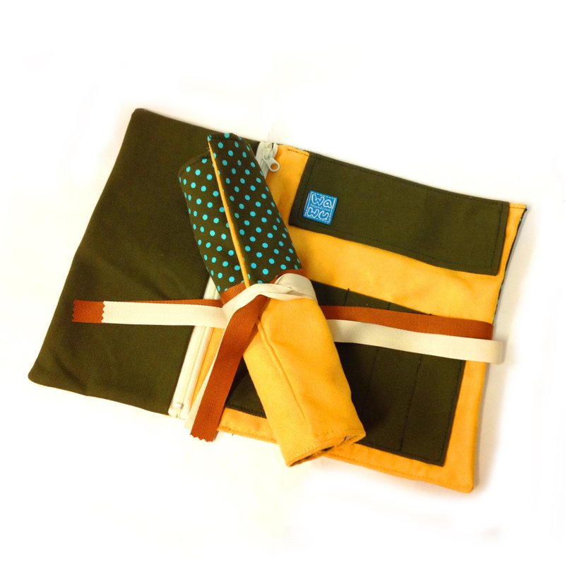 WaWu 笔卷, 卷轴式笔袋, 工具袋, 餐具袋 (柠檬) - 铅笔盒/笔袋 - 其他材质 黄色