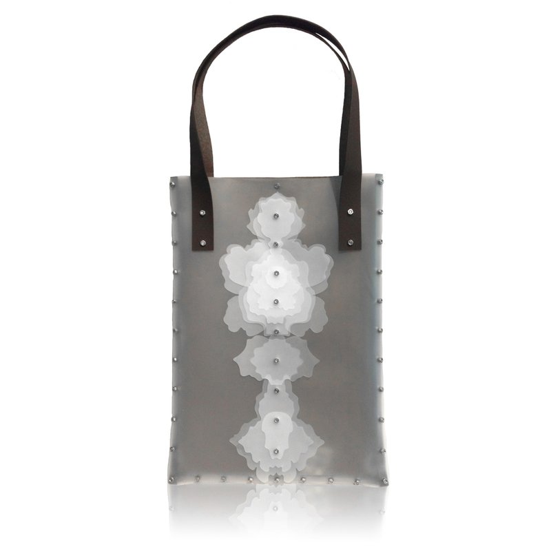 镙丝组装糸列"剑兰花形"半透明超纤仿皮单肩包手提文件袋(香港设计品牌) - 侧背包/斜挎包 - 真皮 灰色