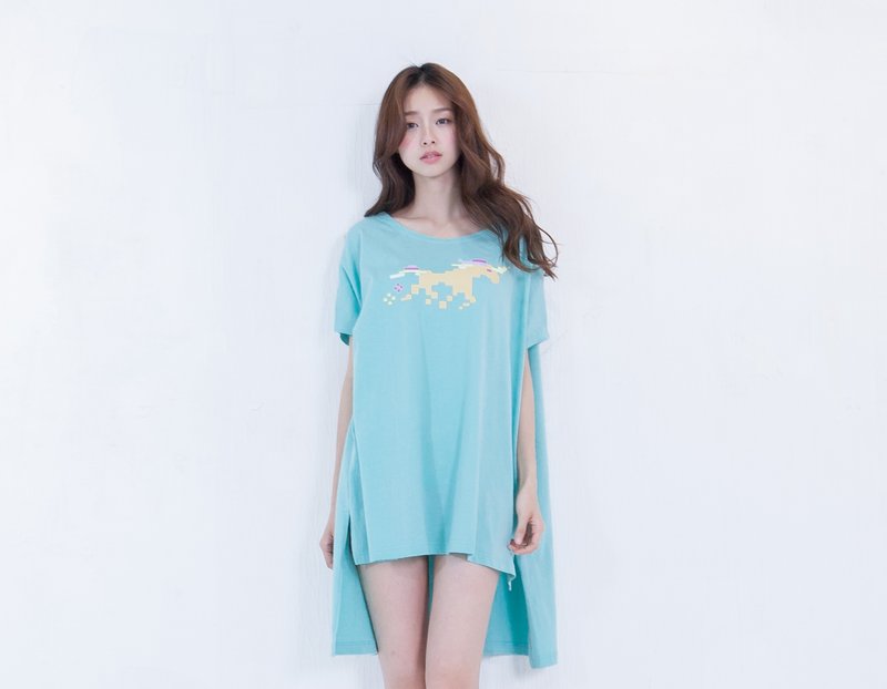 SUMI◆前短后长大独角兽长版上衣◆4SF061_水绿 - 女装上衣 - 棉．麻 绿色