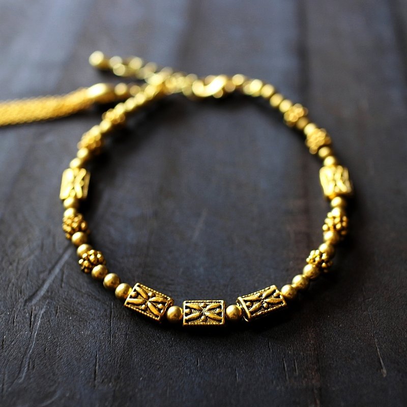 EF复古宫廷系列NO.5金色浮雕刻纹黄铜手链二 - 手链/手环 - 其他材质 金色