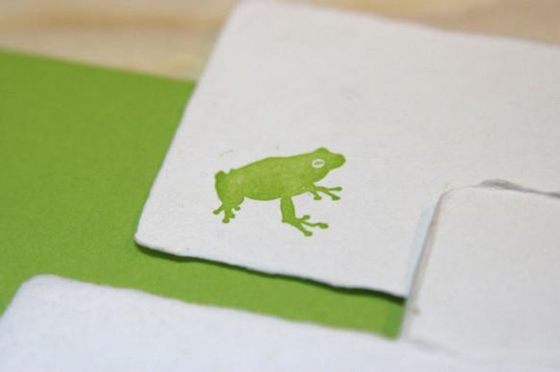 Handmade Japanese paper message card (frog Green) - 卡片/明信片 - 纸 