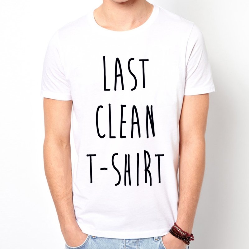 LAST CLEAN T-SHIRT#2短袖T恤-2色最后一件干净的T恤文青设计文字 - 男装上衣/T 恤 - 其他材质 白色