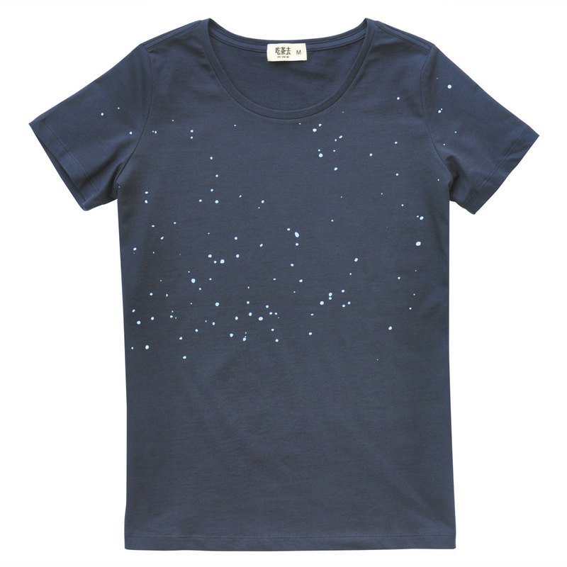 吃茶去原创品牌 女装 全棉圆领短袖T恤 深蓝 星空 - 女装 T 恤 - 棉．麻 蓝色