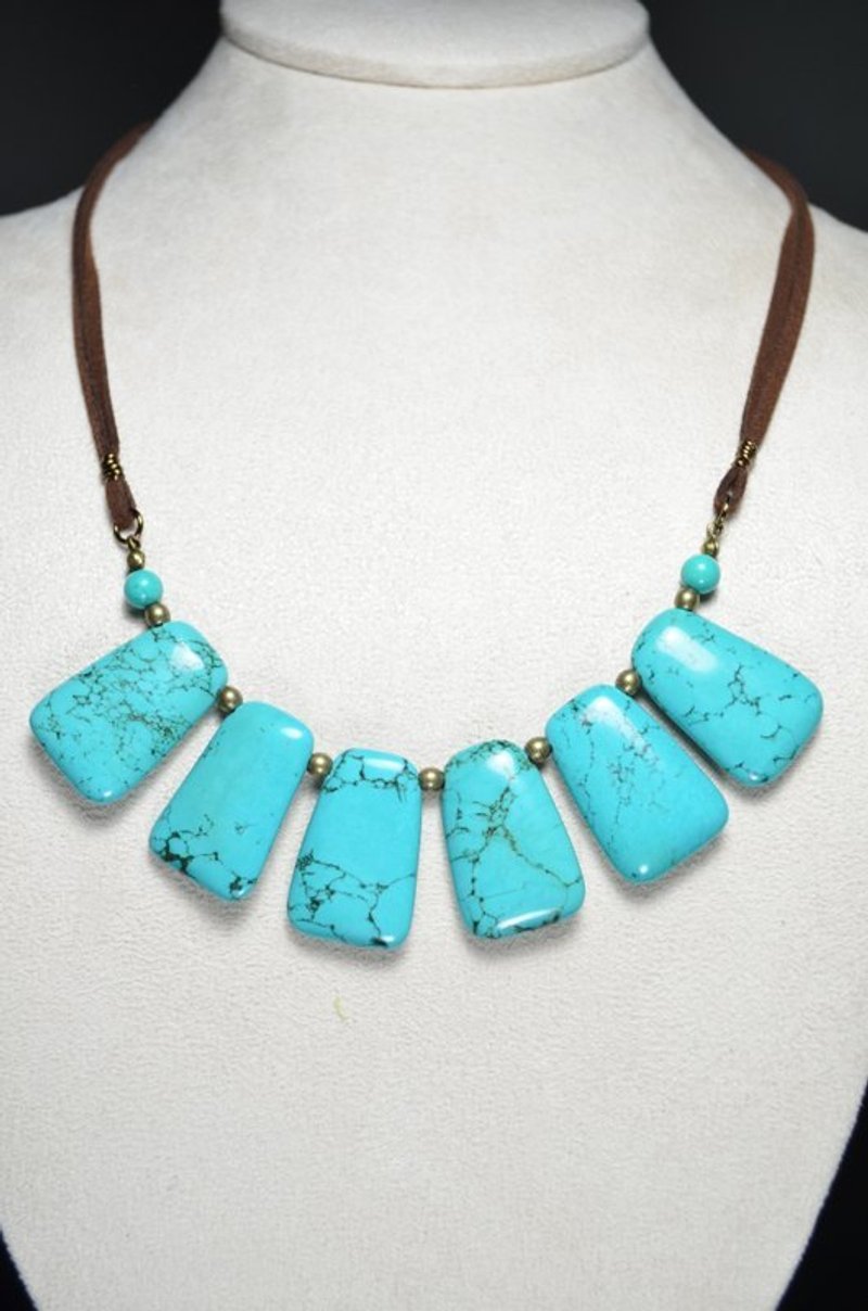 扇形新疆绿松石造型链-金属线/天然石/纯手工 - 项链 - 宝石 绿色