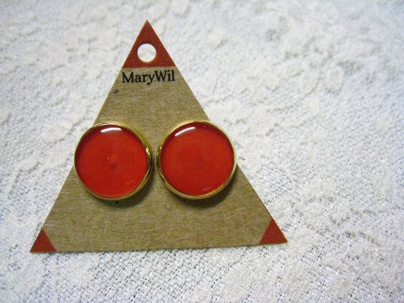 MaryWil彩虹系列-橘红耳环 - 耳环/耳夹 - 其他金属 红色