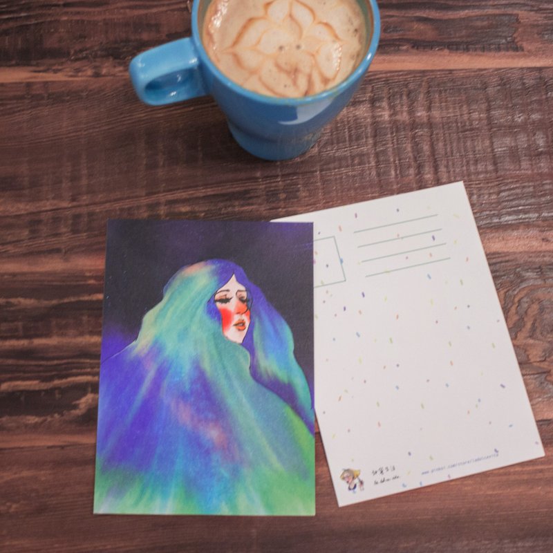 极光女孩 明信片 - 卡片/明信片 - 纸 蓝色