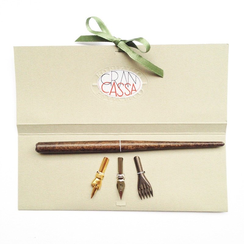 113MU 意大利木杆沾水笔礼盒-附三入笔尖 | Francesco Rubinato - 蘸水笔 - 木头 卡其色