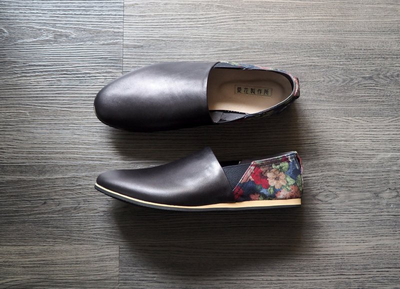 爱花轻便鞋-黑皮革经典布 for men - 其他 - 真皮 黑色