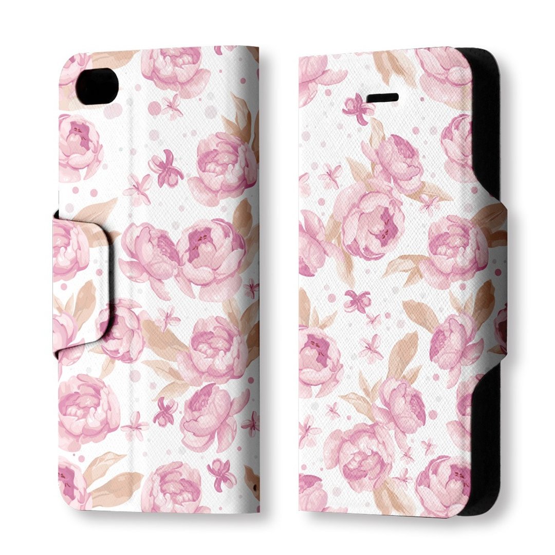 PIXOSTYLE iPhone 5/5S/5C 翻盖式皮套：浪漫繁花 PSIB5-002P - 手机壳/手机套 - 真皮 粉红色