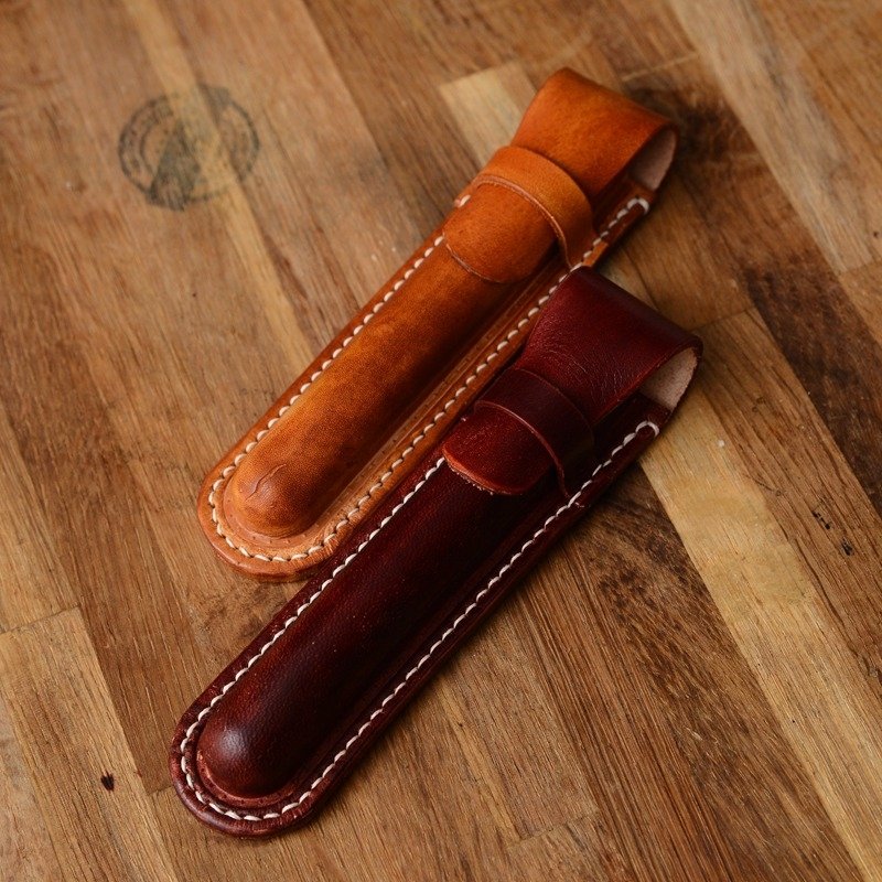 纯手工 意大利植鞣革牛皮 单只装钢笔套 LAMY适用 - 笔筒/笔座 - 真皮 咖啡色