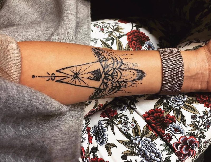 唯美精灵浪漫嘉罗纹身贴纸手臂剌青师手绘深蓝彩色约会夏天小饰物 - 纹身贴 - 纸 蓝色