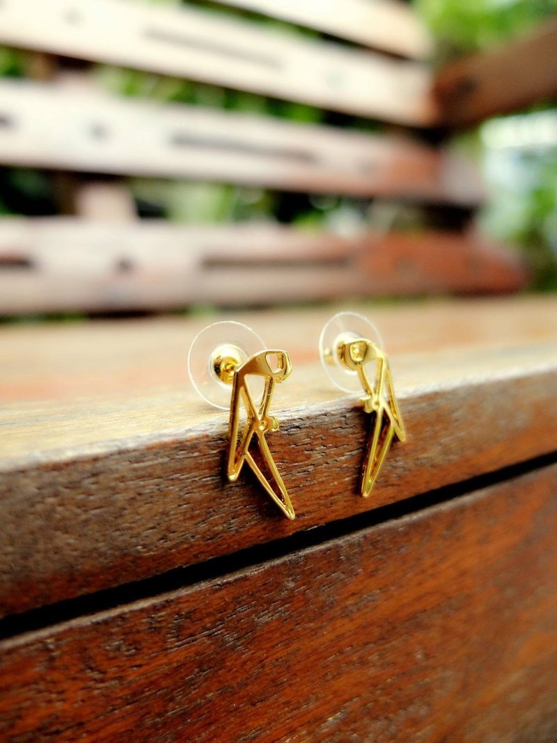 Glorikami 摺纸系列：纸鹤飞呀飞黄铜耳环 - 耳环/耳夹 - 其他材质 橘色