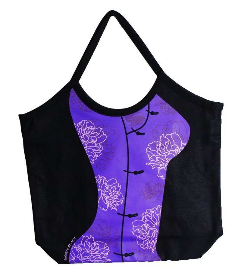 Pick your cup 窈窕曲线包-旗袍(紫绿双面) - 侧背包/斜挎包 - 棉．麻 紫色