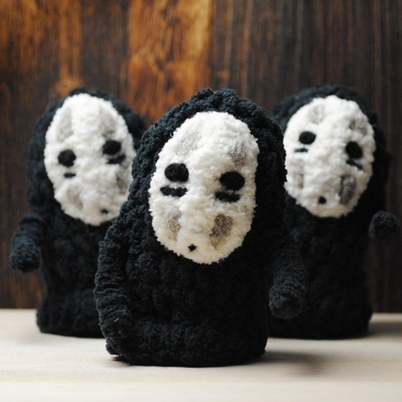 (3入组)【霏娃手作】10cm 我不是无脸男钥匙圈(金属可免费刻字) 手可折变换姿势 - 玩偶/公仔 - 其他材质 黑色