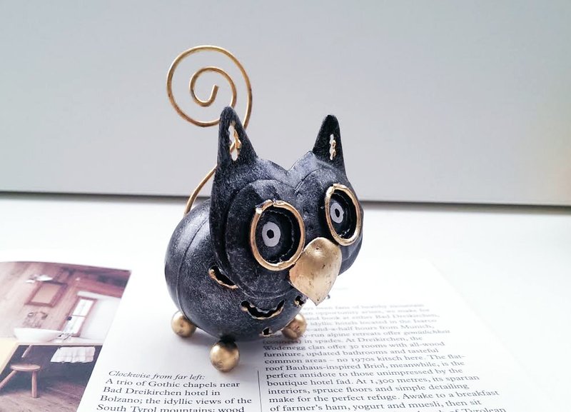 温暖的陪伴 猫咪便条夹  动物纸镇  疗愈摆饰 - 文件夹/资料夹 - 其他金属 黑色