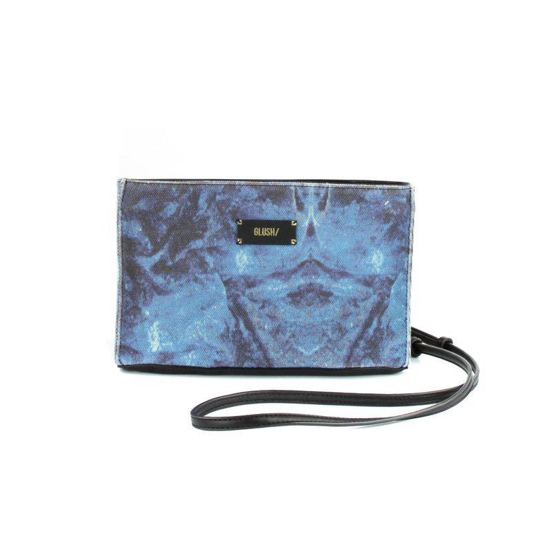 蓝色云石纹斜背包 (可拆肩带) - 侧背包/斜挎包 - 其他材质 蓝色