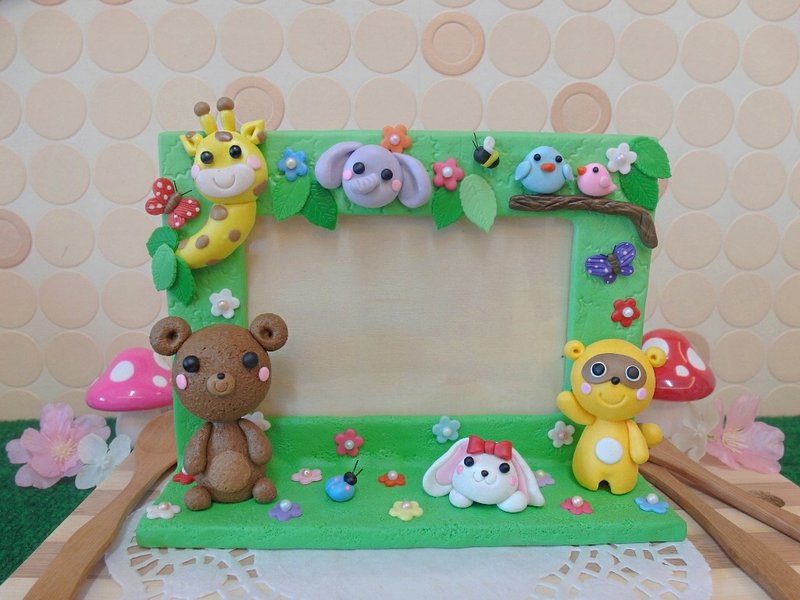 黏土礼品 · 动物相框 · 大象小鸟长颈鹿小熊狸猫小兔子 - 画框/相框 - 其他材质 绿色