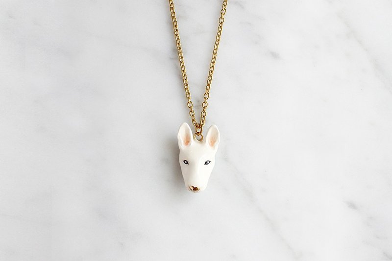 白色牛头㹴黄铜项链 - 项链 - 铜/黄铜 白色