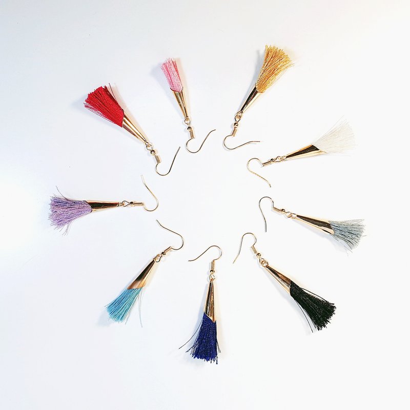 金边流苏耳环 (9色) - 耳环/耳夹 - 其他金属 多色