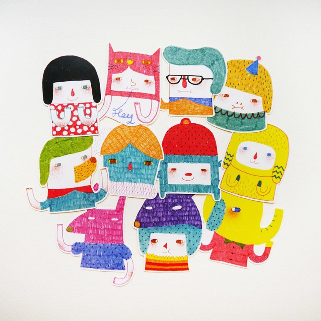 Collection 1 亮膜贴纸 / 插画贴纸组11张入 - 贴纸 - 纸 多色