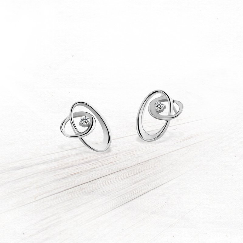 金点设计奖【依偎 Snuggle】 316L白钢锆石耳环 - 项链 - 其他金属 灰色