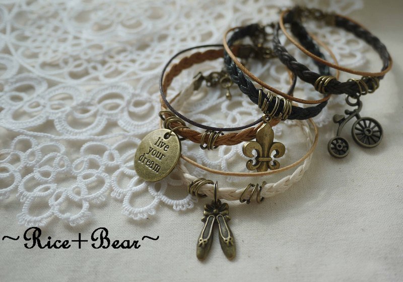 ~米+熊~ ZAKKA 复古蜡绳编织 手环 青铜配件 - 手链/手环 - 其他材质 