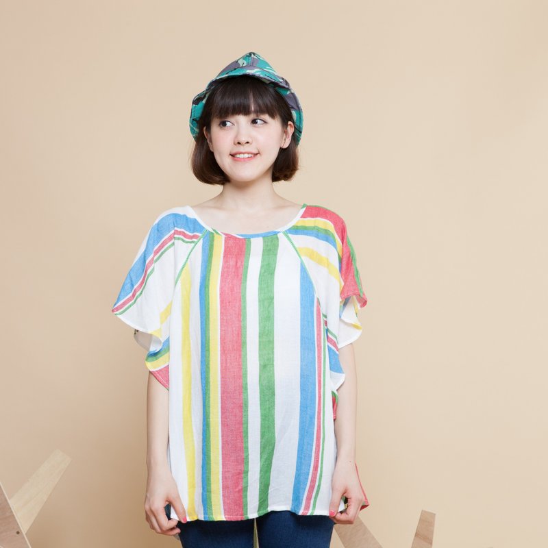 ♚saibaba ethnique // 条纹绑绳球球上衣♚ - 女装上衣 - 棉．麻 多色