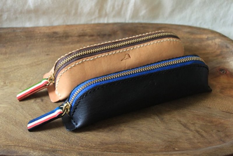 法式义式风格纯牛皮笔套- 可定制刻字  (节日、生日送礼) - 铅笔盒/笔袋 - 真皮 黑色