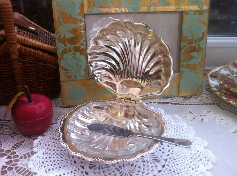 金银器英国制1950s Queen Anne 贝壳造型镀银奶油盘奶油碟 - 浅碟/小碟子 - 其他金属 灰色