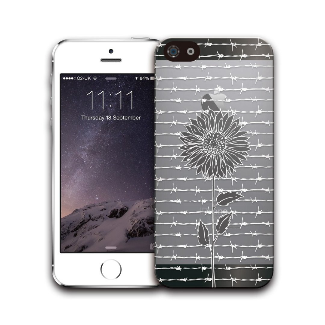 PIXOSTYLE iPhone 5/5S 太阳花保护壳 - 黑色太阳花 PS-306 - 手机壳/手机套 - 塑料 白色