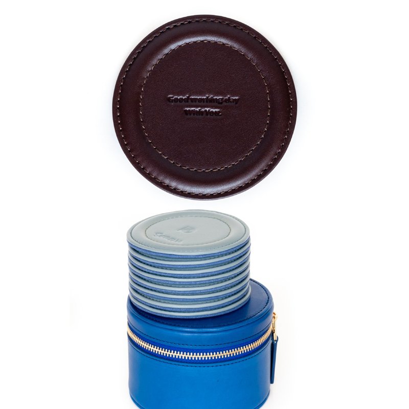 皮革杯垫 隔热垫 单片 套组 可压印 自选配色 - 杯垫 - 真皮 多色