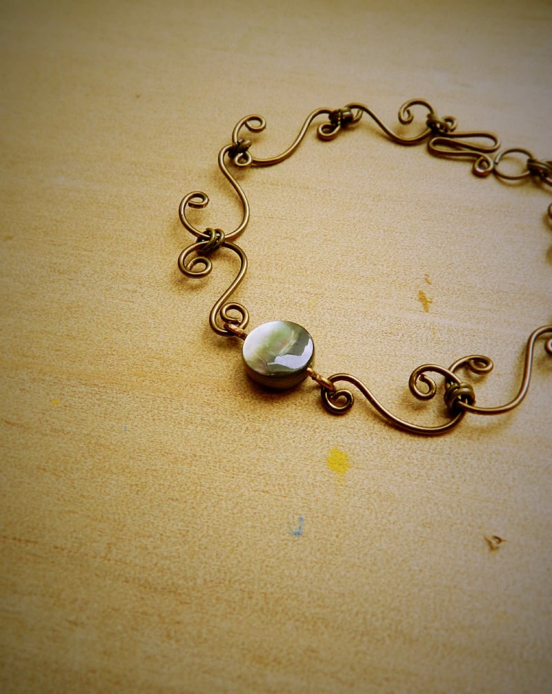 the st. 纹身S图腾设计 / 黑色珍珠贝 手链 - 手链/手环 - 其他金属 黑色