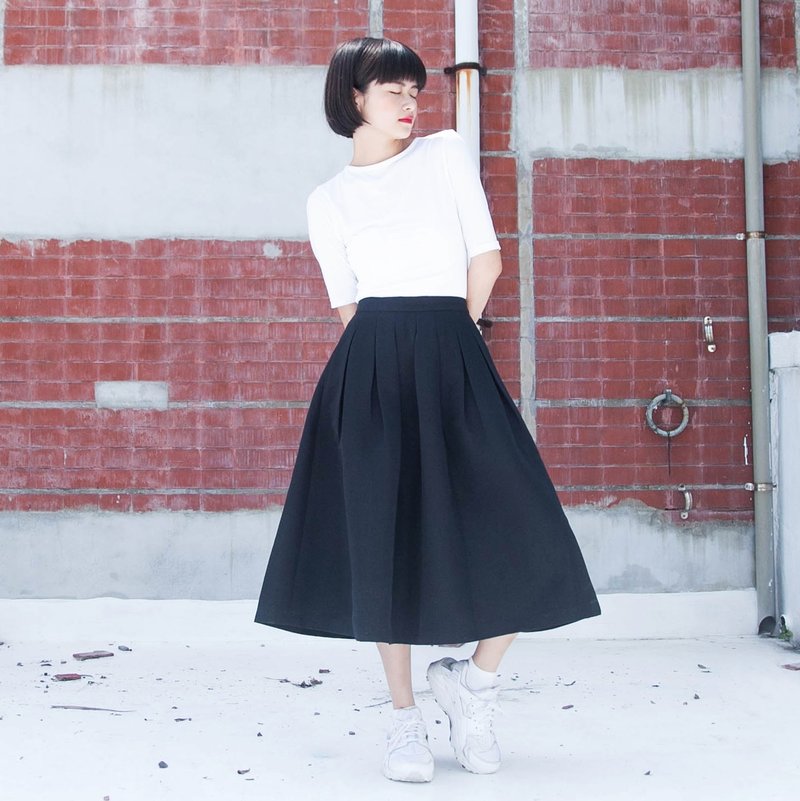 SUMI Overlapped经典合褶长裙_5SF404_黑 - 裙子 - 其他材质 黑色