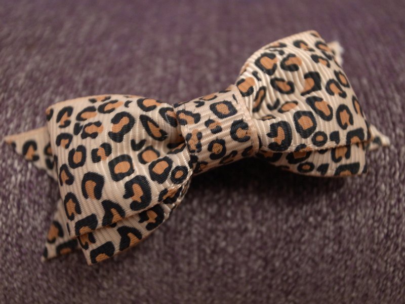 金豹纹双层蝴蝶结【发夹】【发束】 - 发饰 - 其他材质 咖啡色