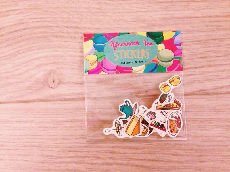 下午茶贴纸包/14张入 - 贴纸 - 纸 多色