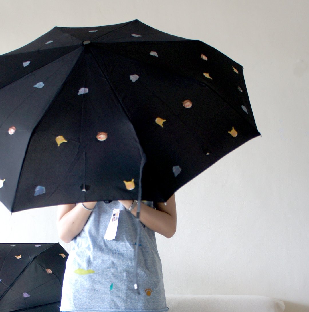 “大象、麋鹿、猫，有时候是熊”☂ / 三折超细手开晴雨伞 - 雨伞/雨衣 - 防水材质 黑色