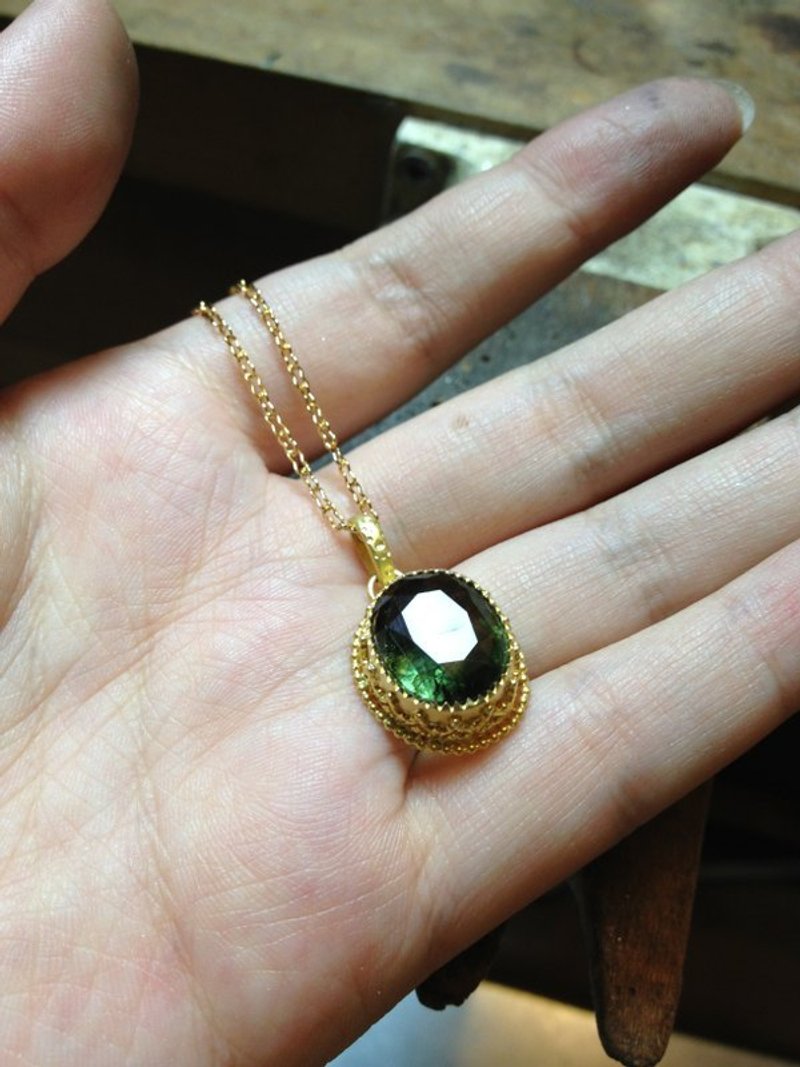 橄榄石金黄宫廷感项链 - 项链 - 宝石 绿色