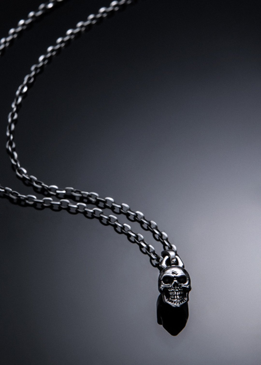 Skull Pendant S Type | 素面简约骷髅项链坠 S - 项链 - 纯银 银色