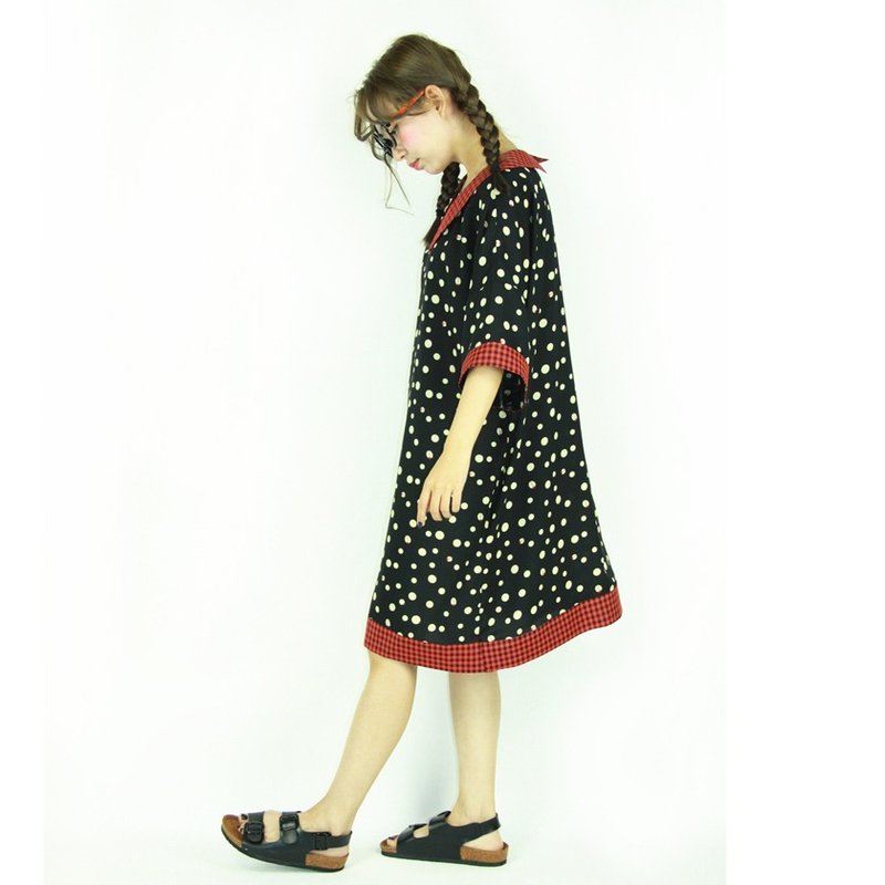 人造丝缎面萤点连身裙 洋装 - Tailor - 洋装/连衣裙 - 其他材质 黑色