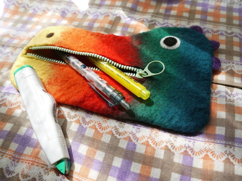 彩虹恐龙笔袋 - 铅笔盒/笔袋 - 羊毛 多色