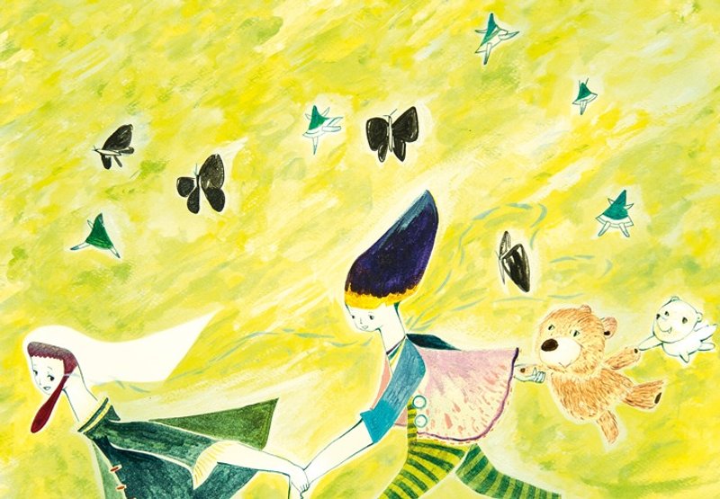 【手牵手】插画明信片。 - 卡片/明信片 - 纸 黄色